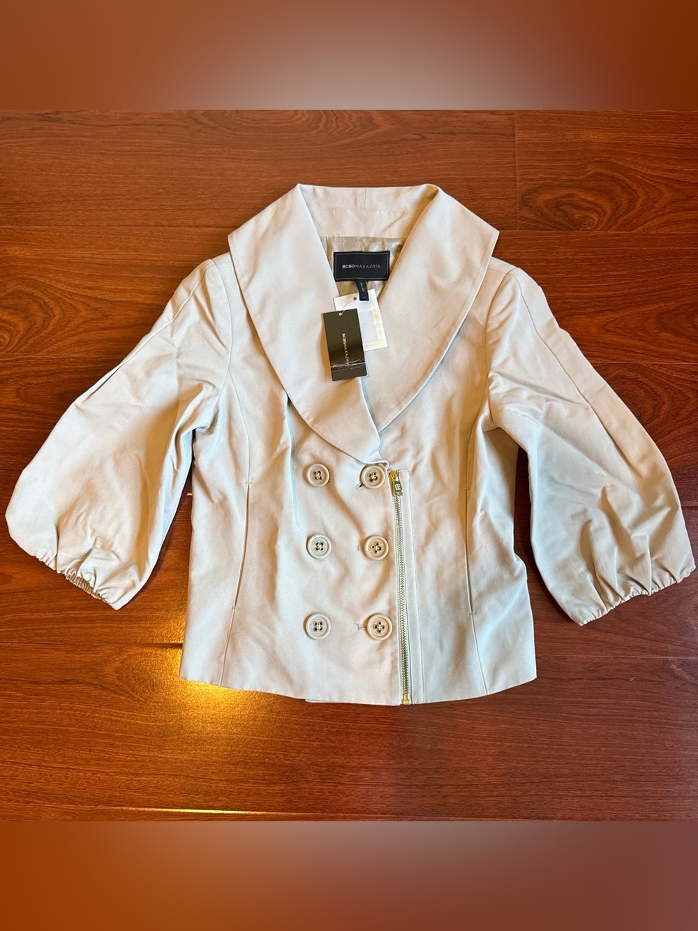 BCBGMAXAZRIA Light Desert Cropped Jacket XS NWT Puff Sleeve $218